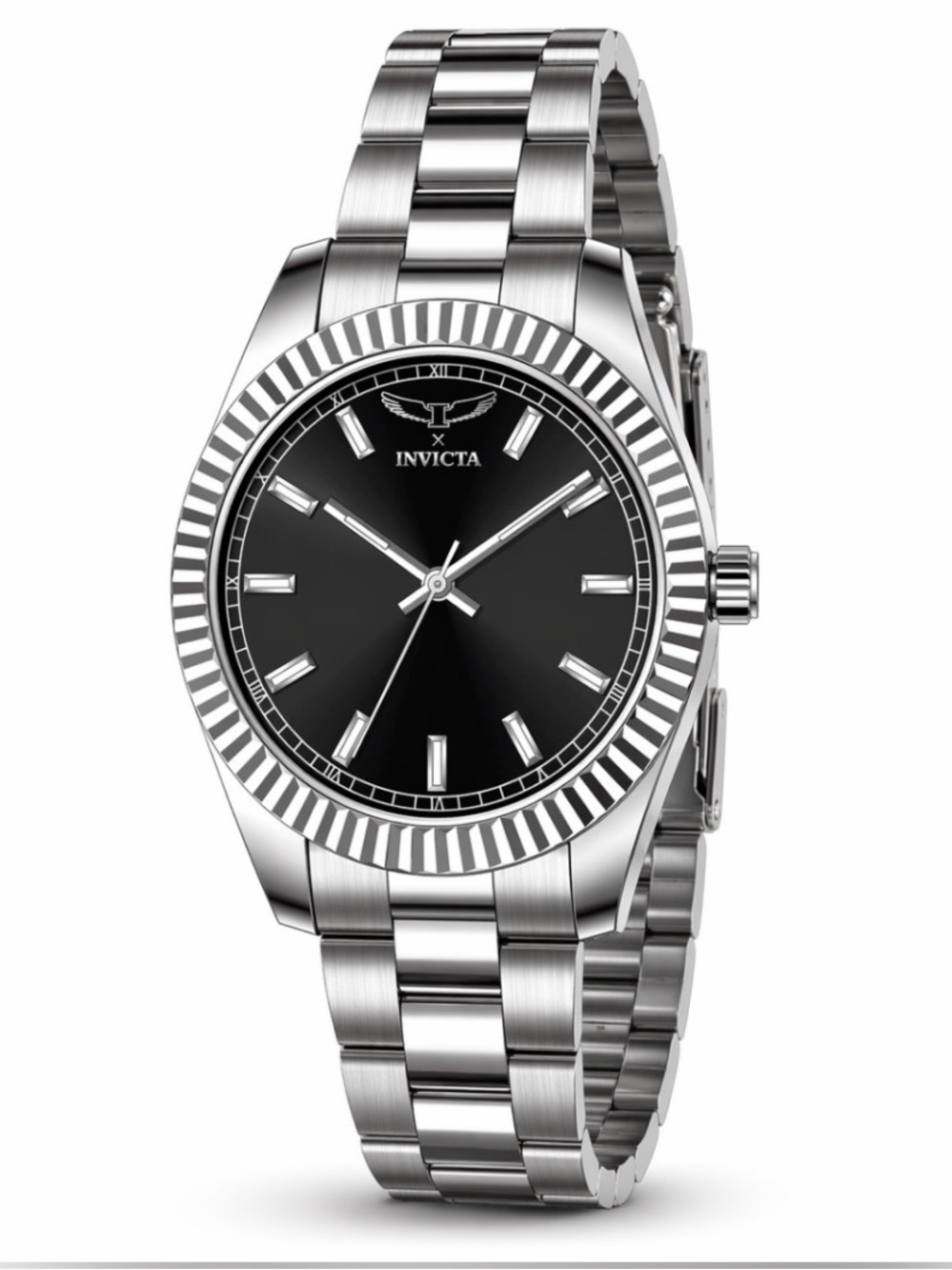 Invicta Men’s Silver Watch with Black Dial